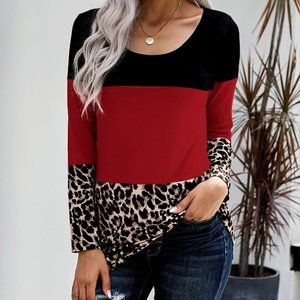 COLORBLOCK LEOPARD TRIPLE PATCHWORK LONG SLEEVE